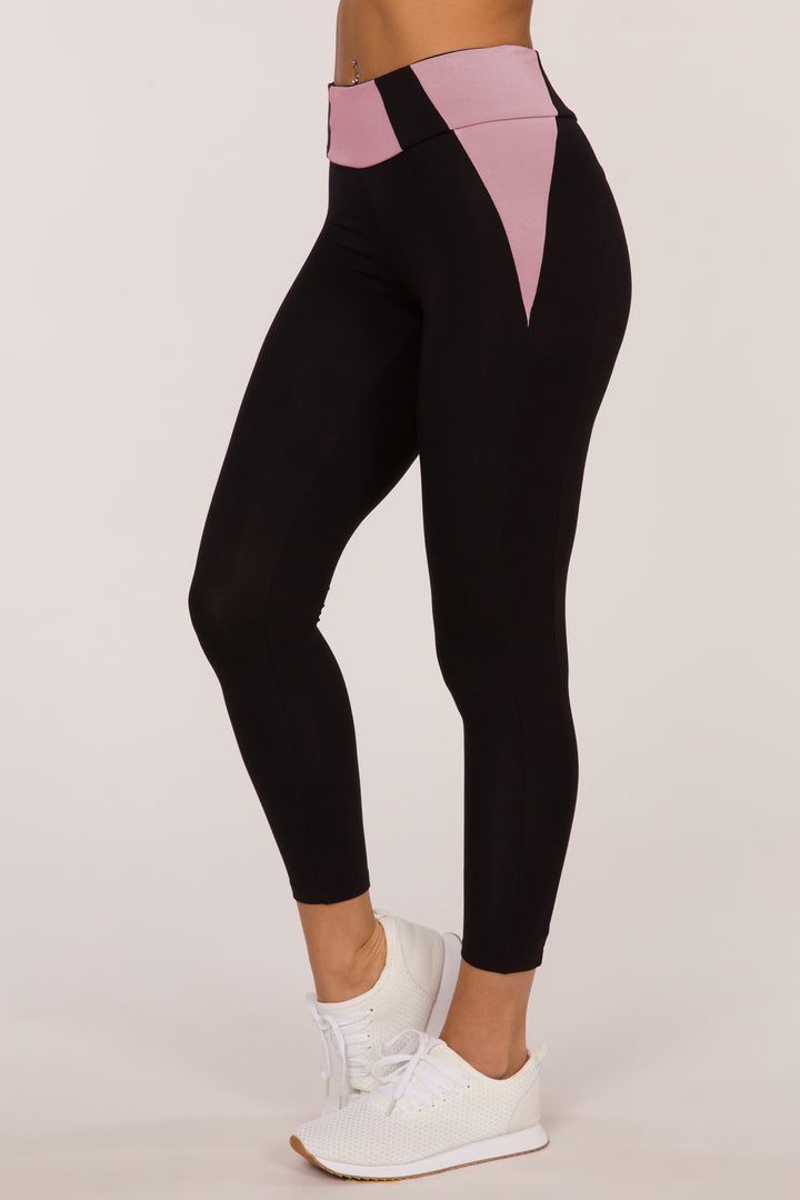 Leggings 7/8 a vita alta London - Nero/Rosa ⭐️