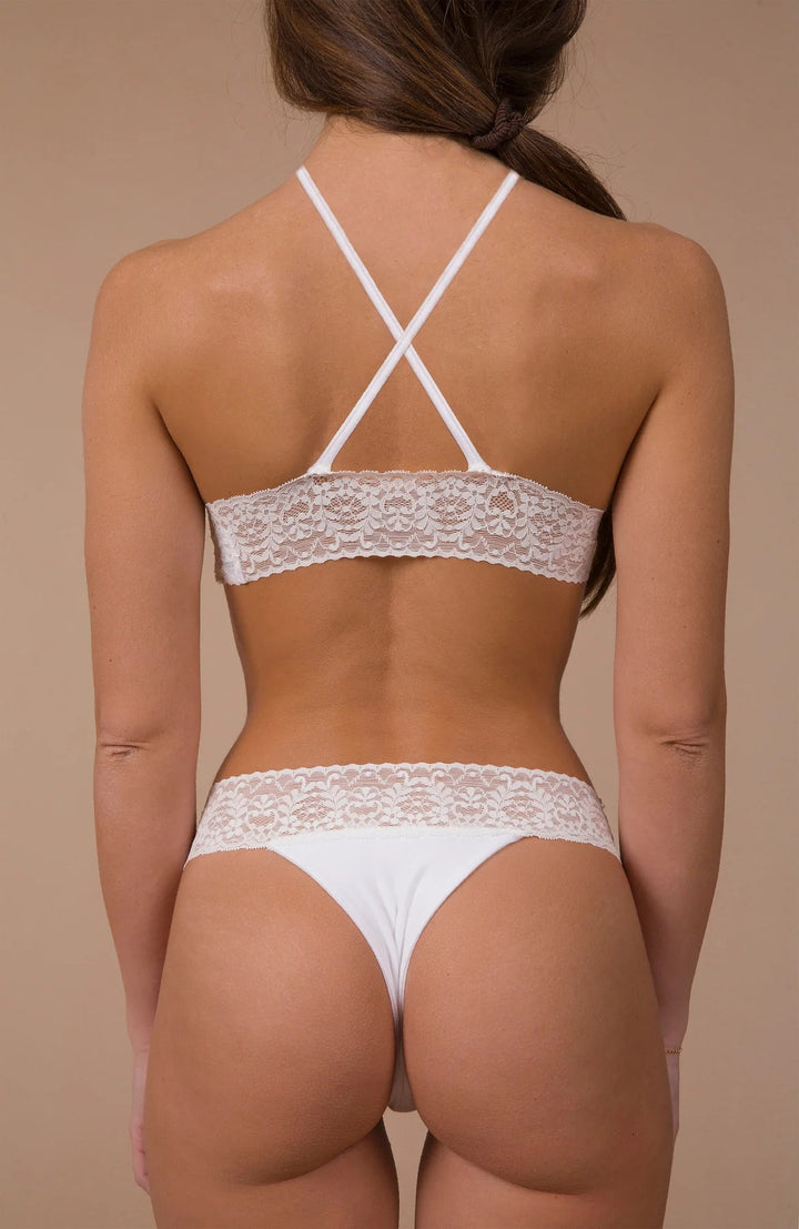 Ana - Brasiliana a vita alta in Bambù/Pizzo - Bianco