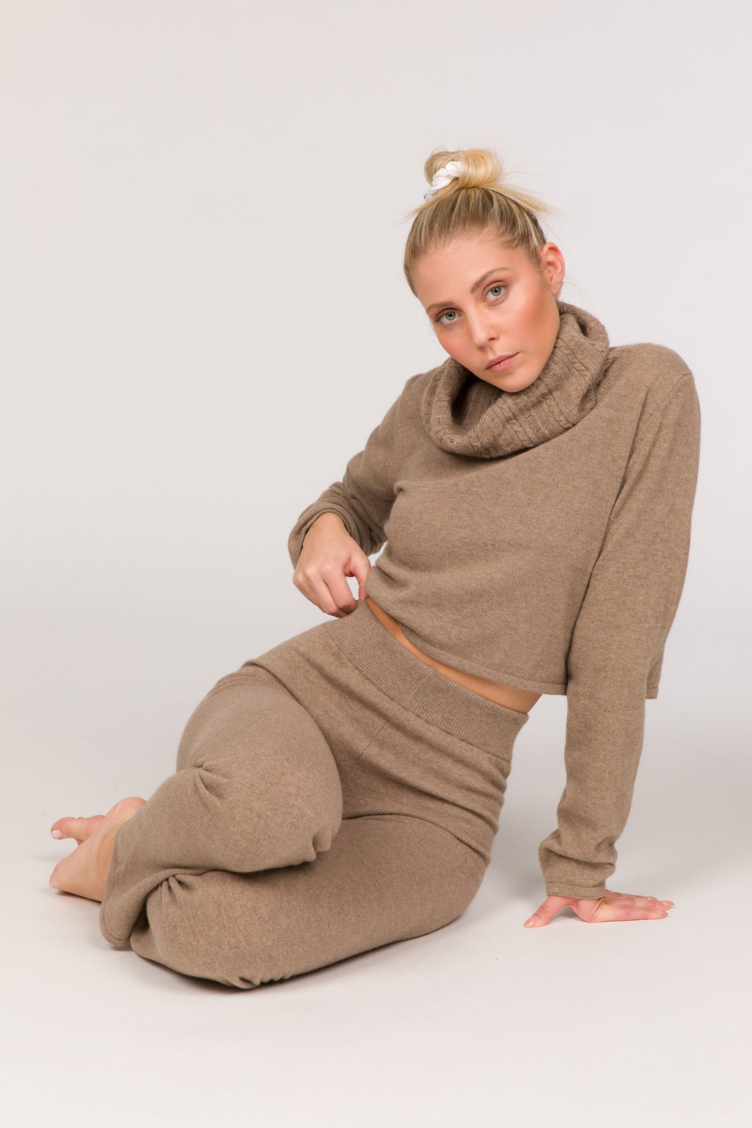 Guru Eco-Cashmere High Waist Pants - Dark Beige