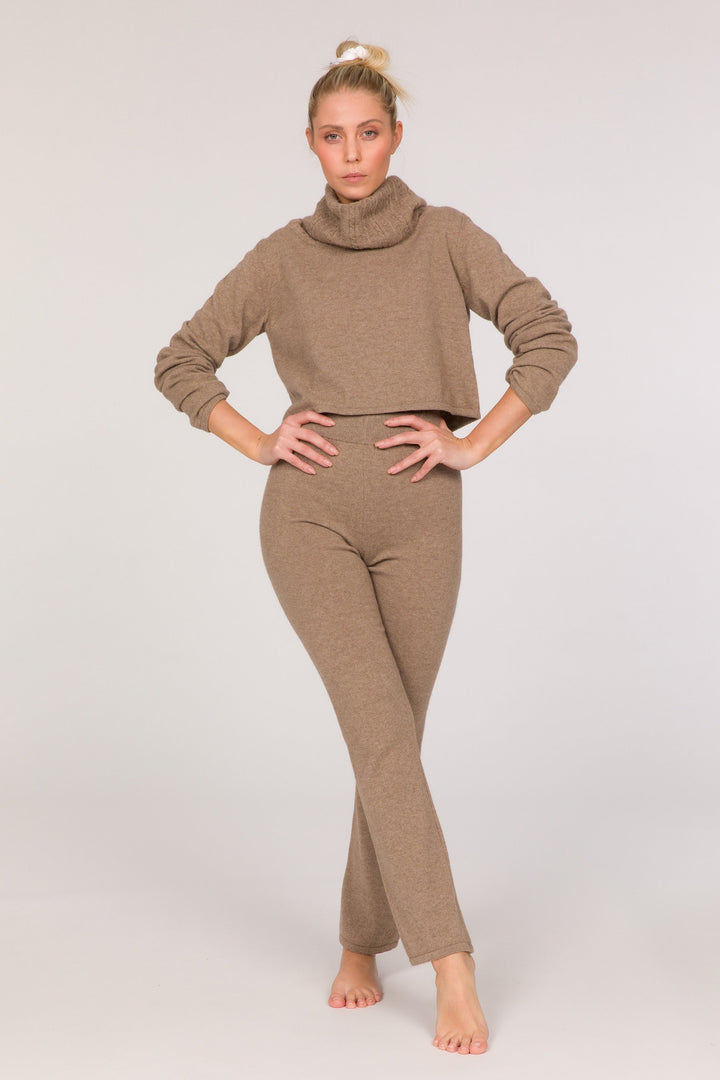 Guru Eco-Cashmere High Waist Pants - Dark Beige