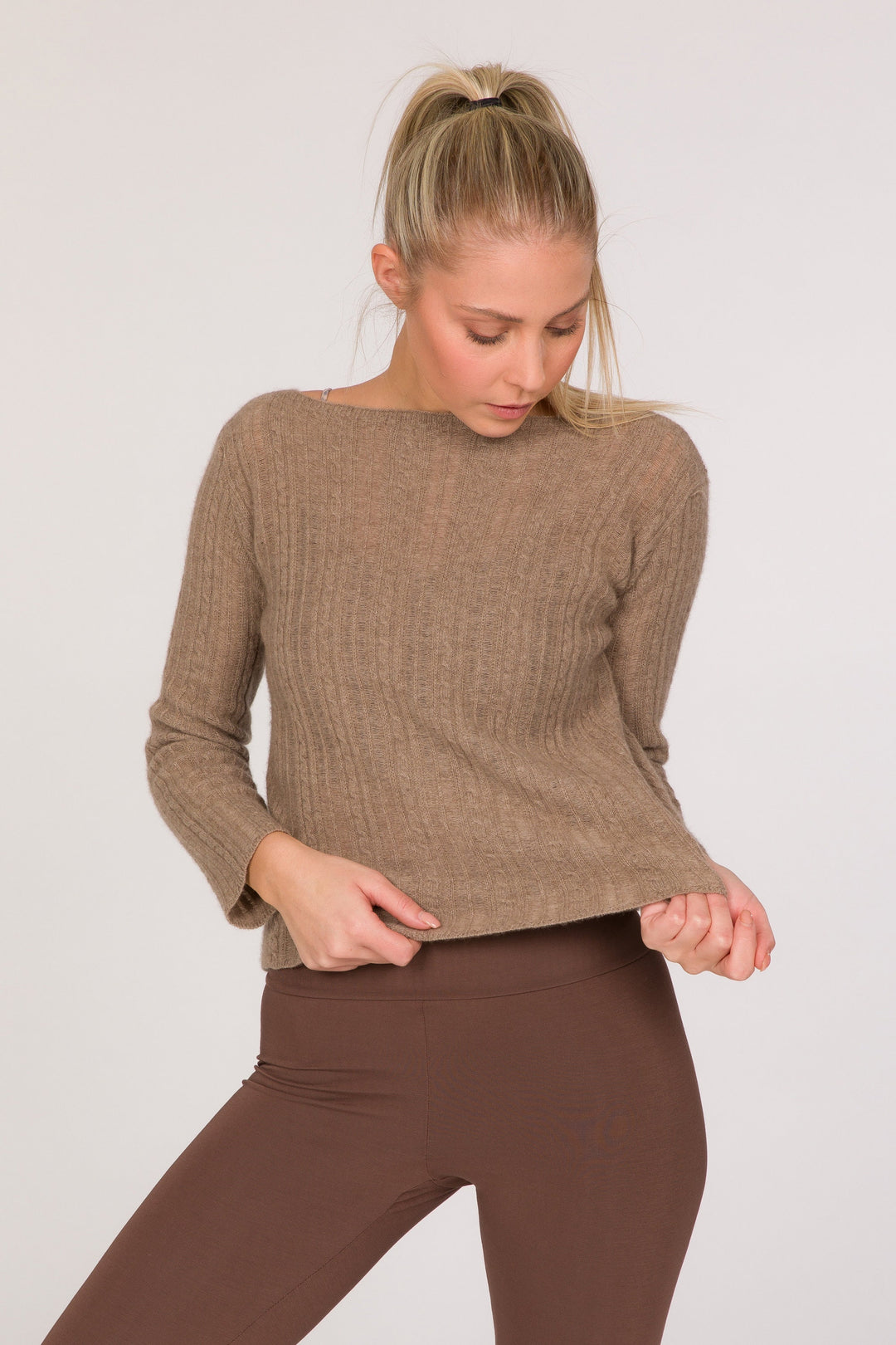 Dalai Eco-Cashmere Cable Knit Jumper - Dark Beige