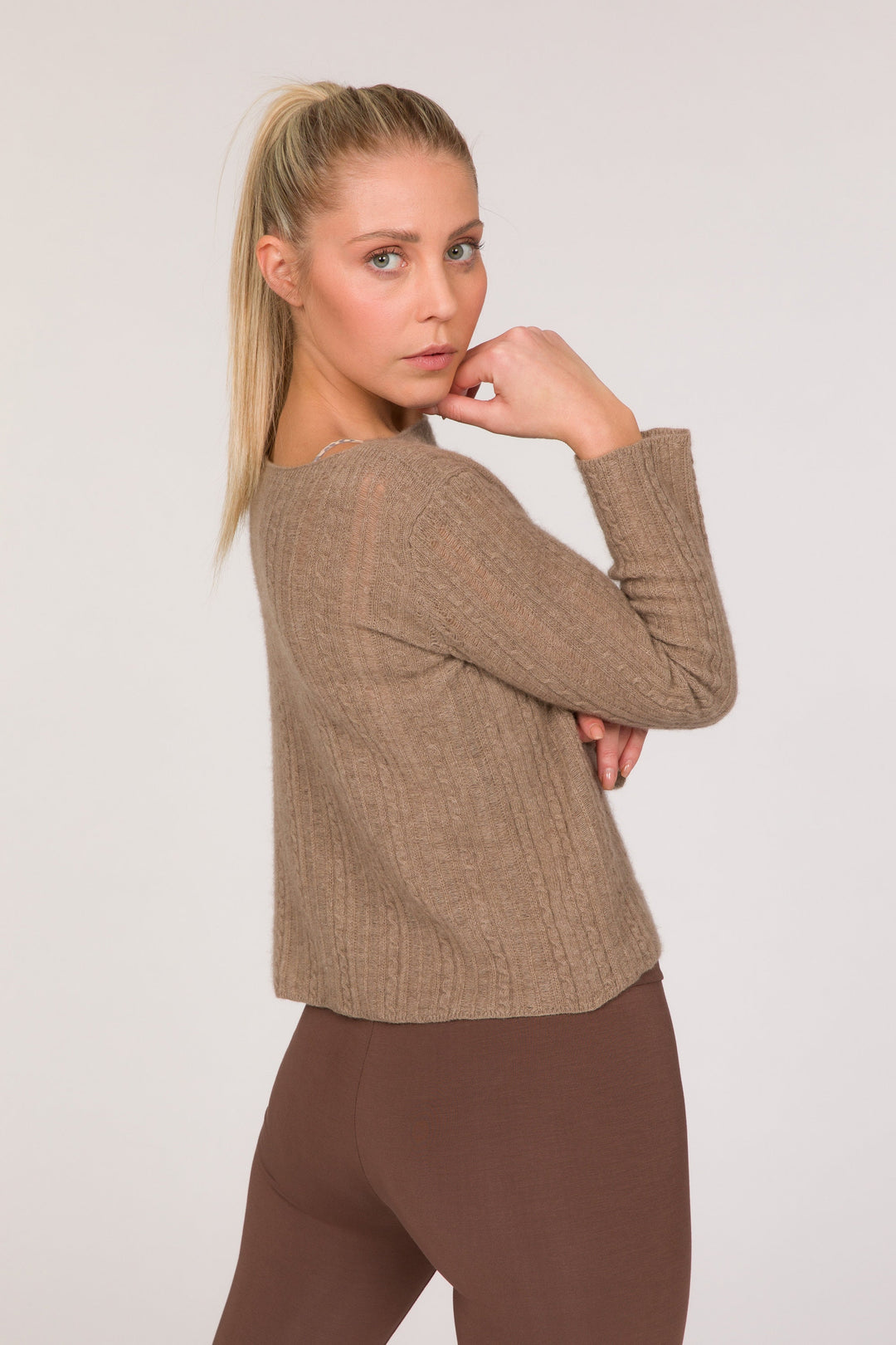 Dalai Eco-Cashmere Cable Knit Jumper - Dark Beige